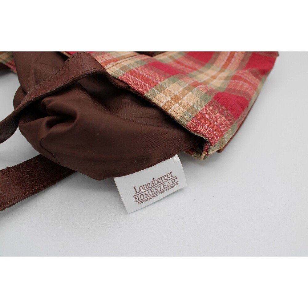 Homestead Longaberger Small Tote  Bag Plaid  Red Tan & Green Front Flap NOS - Picture 2 of 8